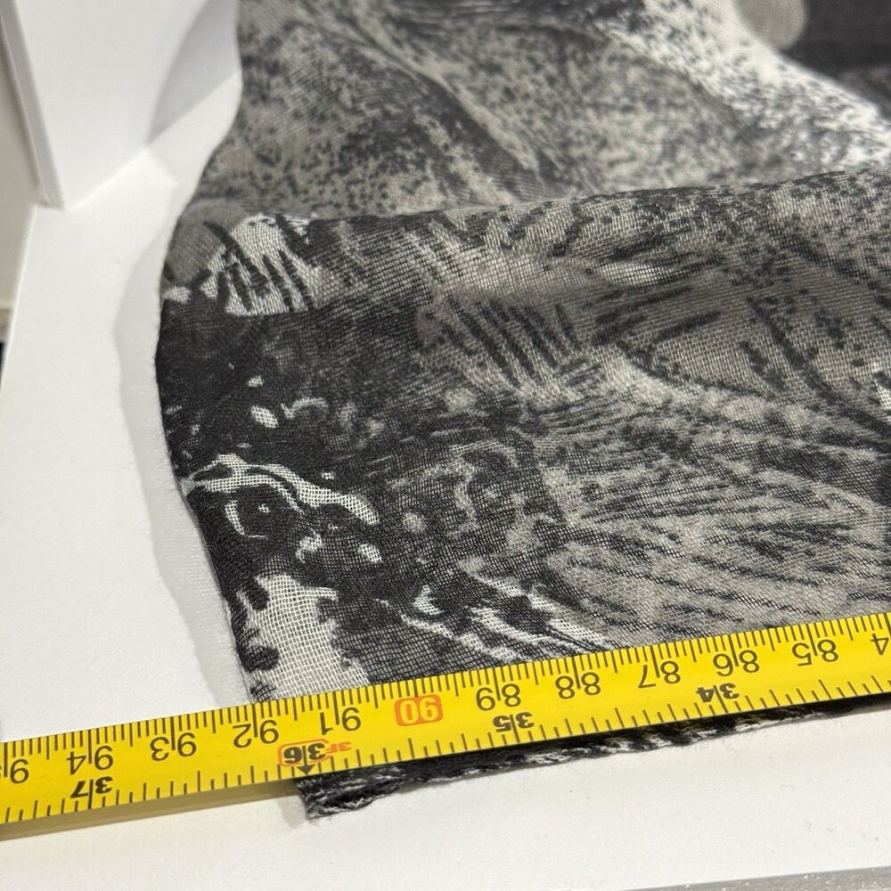Black and Grey Abstract Floral Print Infinity Loop Scarf - Picture 8 of 11